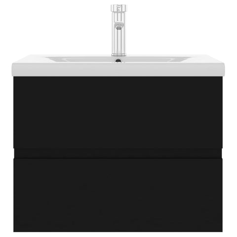 vidaXL Sink Cabinet with Built-in Basin Black Engineered Wood