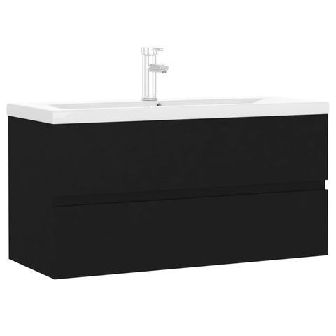 vidaXL Sink Cabinet with Built-in Basin Black Engineered Wood
