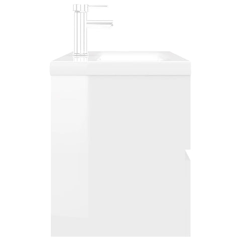 vidaXL Sink Cabinet with Built-in Basin High Gloss White Engineered Wood