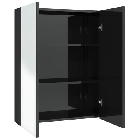 vidaXL Bathroom Mirror Cabinet 60x15x75 cm MDF Shining Black