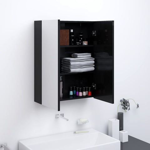 vidaXL Bathroom Mirror Cabinet 60x15x75 cm MDF Shining Black