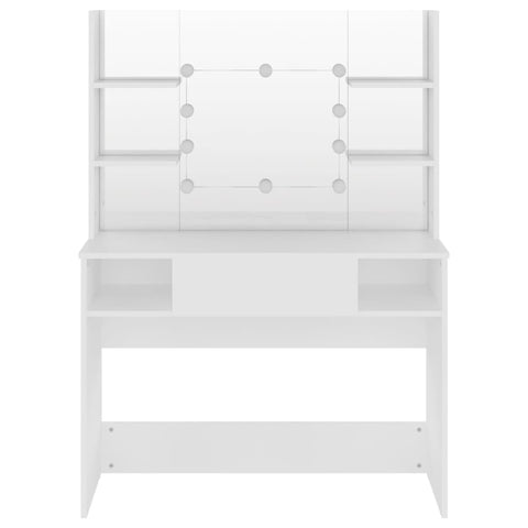 vidaXL Makeup Table with LED Lights 100x40x135 cm MDF White