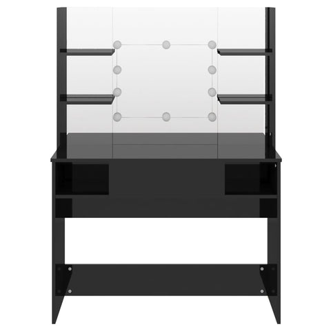 vidaXL Makeup Table with LED Lights 100x40x135 cm MDF Shining Black