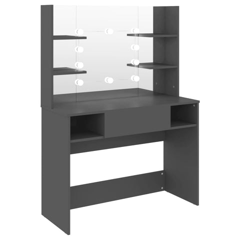 vidaXL Makeup Table with LED Lights 100x40x135 cm MDF Grey