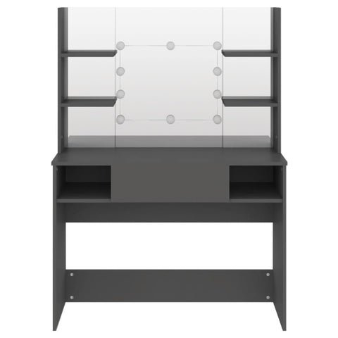 vidaXL Makeup Table with LED Lights 100x40x135 cm MDF Grey