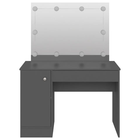 vidaXL Makeup Table with LED Lights 110x55x145 cm MDF Grey