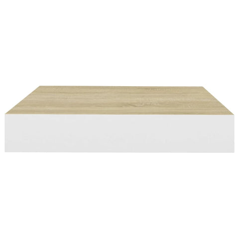 vidaXL Floating Wall Shelf Oak and White 23x23.5x3.8 cm MDF