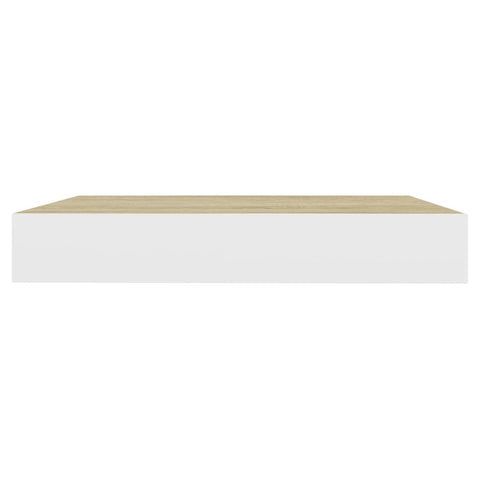 vidaXL Floating Wall Shelf Oak and White 23x23.5x3.8 cm MDF