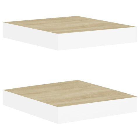 vidaXL Floating Wall Shelves 2 pcs Oak and White 23x23.5x3.8 cm MDF