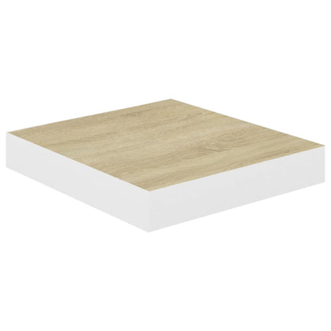 vidaXL Floating Wall Shelves 2 pcs Oak and White 23x23.5x3.8 cm MDF