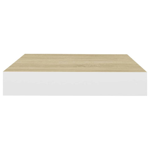 vidaXL Floating Wall Shelves 2 pcs Oak and White 23x23.5x3.8 cm MDF