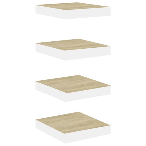 vidaXL Floating Wall Shelves 4 pcs Oak and White 23x23.5x3.8 cm MDF