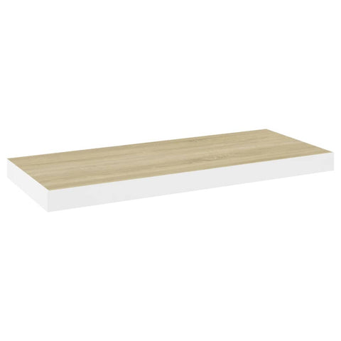 vidaXL Floating Wall Shelf Oak and White 60x23.5x3.8 cm MDF