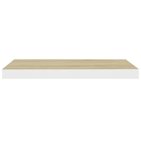 vidaXL Floating Wall Shelf Oak and White 60x23.5x3.8 cm MDF