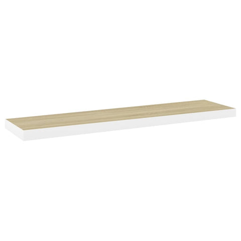 vidaXL Floating Wall Shelf Oak and White 90x23.5x3.8 cm MDF