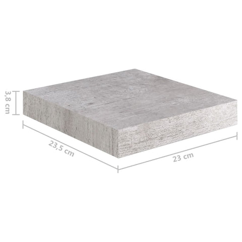 vidaXL Floating Wall Shelf Concrete Grey 23x23.5x3.8 cm MDF