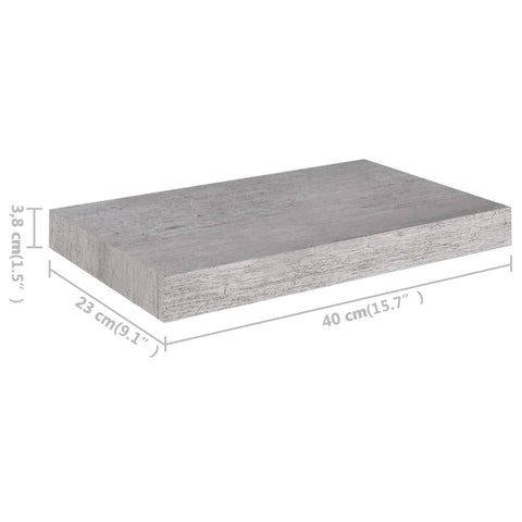 vidaXL Floating Wall Shelf Concrete Grey 40x23x3.8 cm MDF