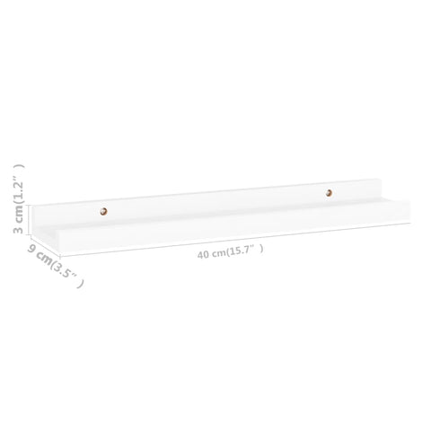 vidaXL Wall Shelves 4 pcs White 40x9x3 cm