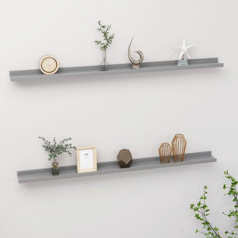vidaXL Wall Shelves 2 pcs Grey 115x9x3 cm