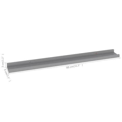 vidaXL Wall Shelves 4 pcs Grey 80x9x3 cm