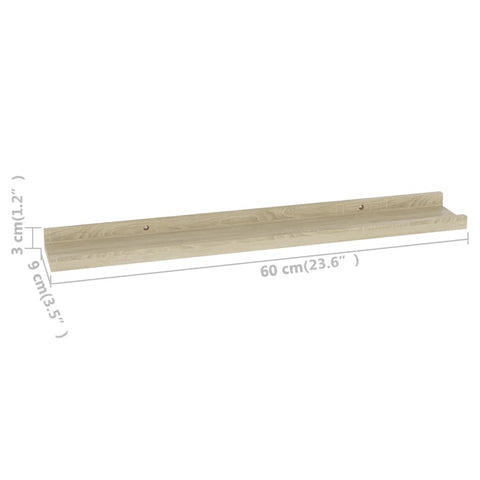 vidaXL Wall Shelves 4 pcs Sonoma Oak 60x9x3 cm