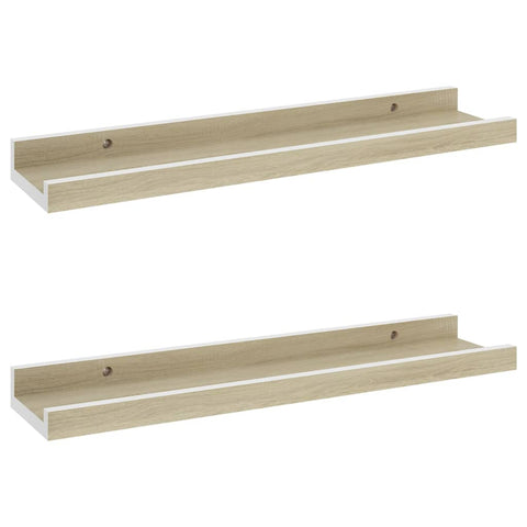 vidaXL Wall Shelves 2 pcs White and Sonoma Oak 40x9x3 cm