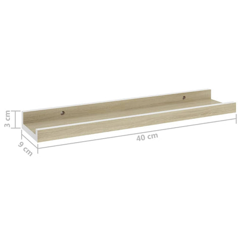 vidaXL Wall Shelves 2 pcs White and Sonoma Oak 40x9x3 cm