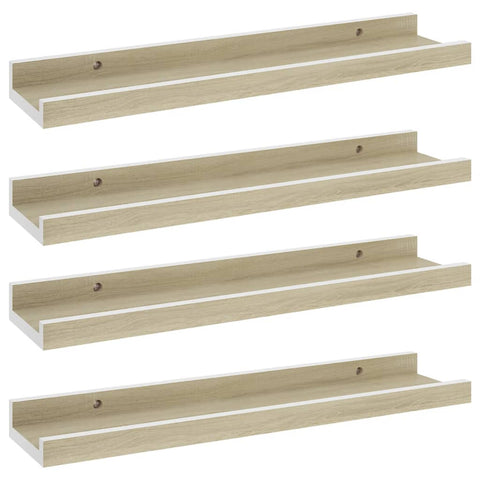 vidaXL Wall Shelves 4 pcs White and Sonoma Oak 40x9x3 cm