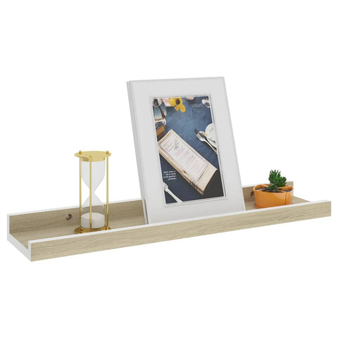 vidaXL Wall Shelves 4 pcs White and Sonoma Oak 40x9x3 cm
