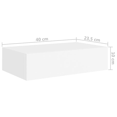 vidaXL Wall-mounted Drawer Shelf White 40x23.5x10 cm MDF