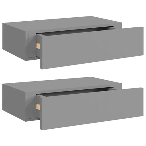 vidaXL Wall-mounted Drawer Shelves 2 pcs Grey 40x23.5x10cm MDF