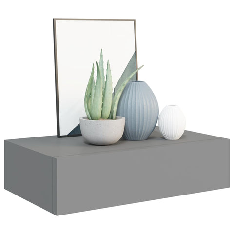 vidaXL Wall-mounted Drawer Shelves 2 pcs Grey 40x23.5x10cm MDF