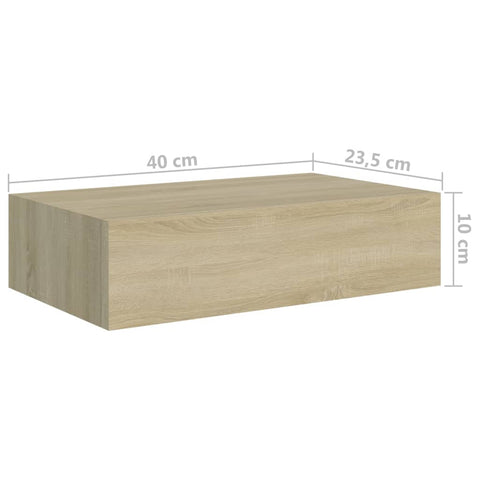 vidaXL Wall-mounted Drawer Shelf Oak 40x23.5x10cm MDF