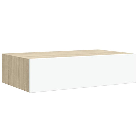 vidaXL Wall-mounted Drawer Shelf Oak and White 40x23.5x10cm MDF