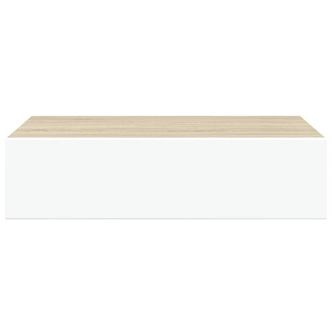 vidaXL Wall-mounted Drawer Shelf Oak and White 40x23.5x10cm MDF