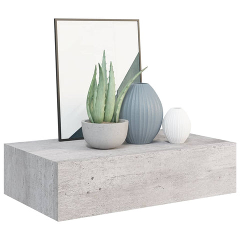 vidaXL Wall-mounted Drawer Shelf Concrete Grey 40x23.5x10cm MDF