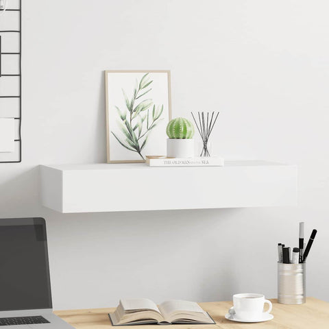 vidaXL Wall-mounted Drawer Shelf White 60x23.5x10 cm MDF