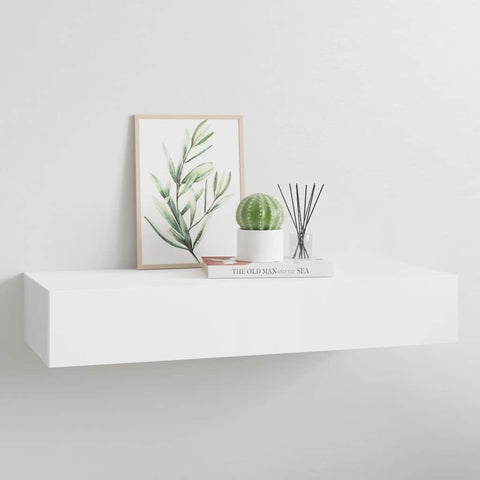 vidaXL Wall-mounted Drawer Shelf White 60x23.5x10 cm MDF