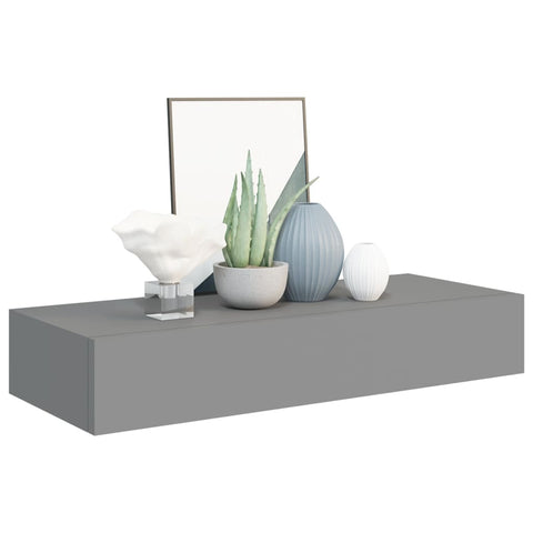 vidaXL Wall-mounted Drawer Shelves 2 pcs Grey 60x23.5x10cm MDF