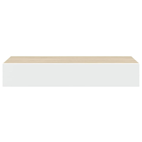 vidaXL Wall-mounted Drawer Shelf Oak and White 60x23.5x10cm MDF