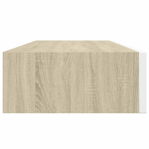 vidaXL Wall-mounted Drawer Shelf Oak and White 60x23.5x10cm MDF