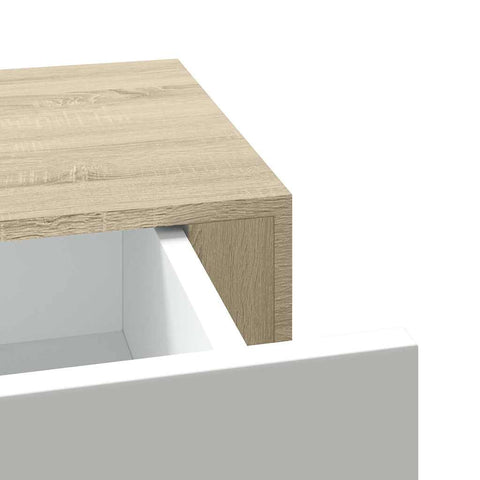 vidaXL Wall-mounted Drawer Shelf Oak and White 60x23.5x10cm MDF