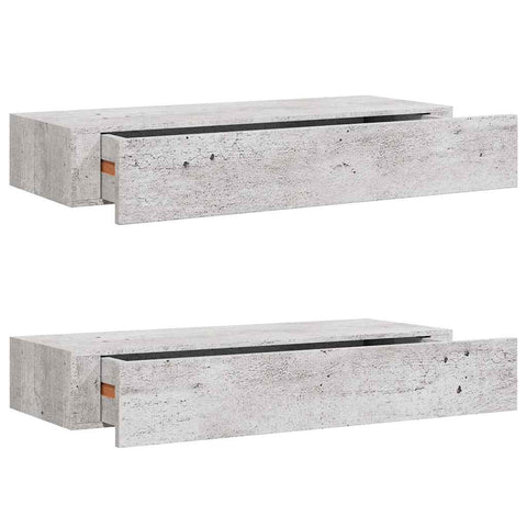 vidaXL Wall Drawer Shelves 2 pcs Concrete Grey 60x23.5x10cm MDF
