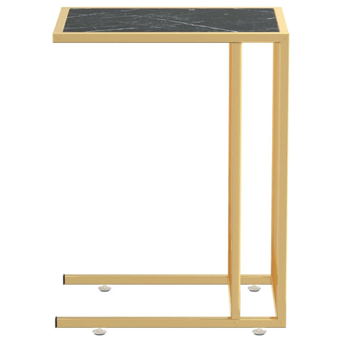 vidaXL Computer Side Table Black Marble 50x35x65 cm Tempered Glass