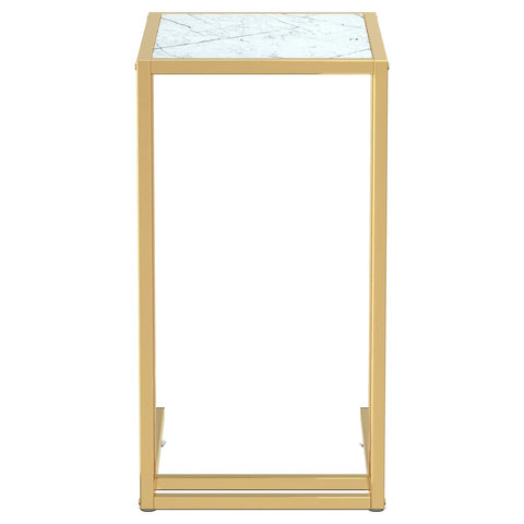 vidaXL Computer Side Table White Marble 50x35x65 cm Tempered Glass