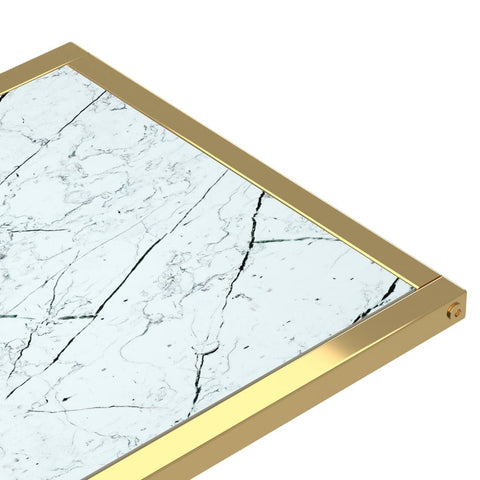 vidaXL Computer Side Table White Marble 50x35x65 cm Tempered Glass