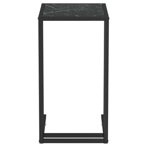 vidaXL Computer Side Table Black Marble 50x35x65 cm Tempered Glass
