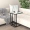 vidaXL Computer Side Table White Marble 50x35x65 cm Tempered Glass