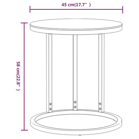 vidaXL Side Table Gold and Black Marble 45 cm Tempered Glass