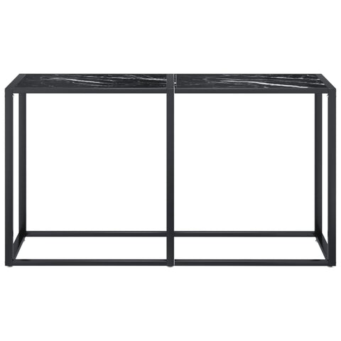 vidaXL Console Table Black Marble 140x35x75.5cm Tempered Glass
